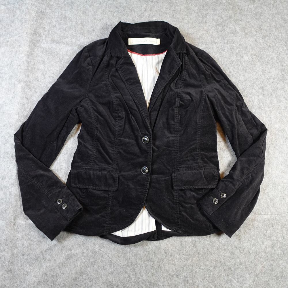 Daughters of the Liberation Blazer Womens 10 Black Velvet 2 Button Anthropologie